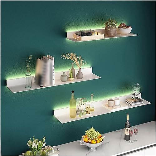 Schwebende Wandregale mit LED-Beleuchtung, Stahlplatte zur Wandmontage, Metall-Ausstellungsregale für Zuhause, Büro oder gewerbliche Nutzung Schwebende Wandregale mit LED-Beleuchtung, Stahlplatte zur Wandmontage, Metall-Ausstellungsregale für Zuhause, Büro oder gewerbliche Nutzung von Generisch