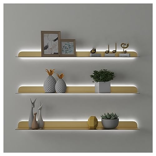 Schwebende Wandregale mit LED-Lichtern, industrielles robustes Stahlregal, dekorative Aufbewahrung für Schlafzimmer, Restaurants, Bars, Einzelhandelsgeschäfte, modernes Regal Schwebende Wandregale mit LED-Lichtern, industrielles robustes Stahlregal, dekorative Aufbewahrung für Schlafzimmer, Restaurants, Bars, Einzelhandelsgeschäfte, modernes Regal von Generisch