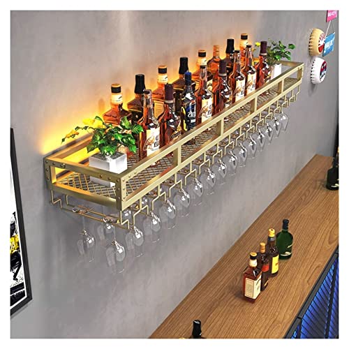Schwebende Wandregale mit LED-Weinregal, multifunktionaler Eisenflaschenhalter für Hausbar und Esszimmer Dekor Schwebende Wandregale mit LED-Weinregal, multifunktionaler Eisenflaschenhalter für Hausbar und Esszimmer Dekor von Generisch