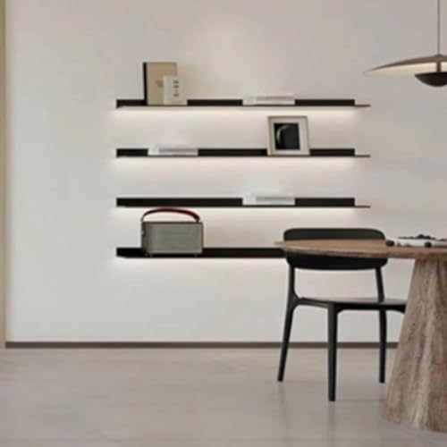 Schwebende Wandregale mit integrierter LED-Beleuchtung und Weinaufbewahrung, platzsparendes Bücherregal aus Aluminiumlegierung für Zuhause und Büro Schwebende Wandregale mit integrierter LED-Beleuchtung und Weinaufbewahrung, platzsparendes Bücherregal aus Aluminiumlegierung für Zuhause und Büro von Generisch
