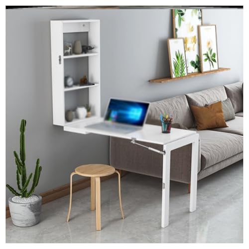 Schwebender Klapptisch zur Wandmontage, mit mehrschichtigem Regal und Schloss, wandelbar und leicht zu reinigen, platzsparender Schreibtisch mit lackierbarer Rückseite, ideal für kleine Häuser und Schwebender Klapptisch zur Wandmontage, mit mehrschichtigem Regal und Schloss, wandelbar und leicht zu reinigen, platzsparender Schreibtisch mit lackierbarer Rückseite, ideal für kleine Häuser und von Generisch