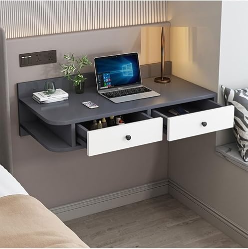 Schwebender Schminktisch – Wandmontierter Schminktisch mit Schubladen, vielseitiger Nachttisch, Schreibtisch oder Bürogebrauch, stilvolle und platzsparende Möbel von Generisch