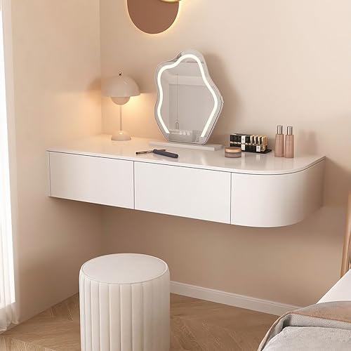 Schwebender Schminktisch mit Schubladen, Wandmontierter Nachttisch, einfacher Schminktisch für Schlafzimmer, schwebender Nachttisch Schwebender Schminktisch mit Schubladen, Wandmontierter Nachttisch, einfacher Schminktisch für Schlafzimmer, schwebender Nachttisch von Generisch