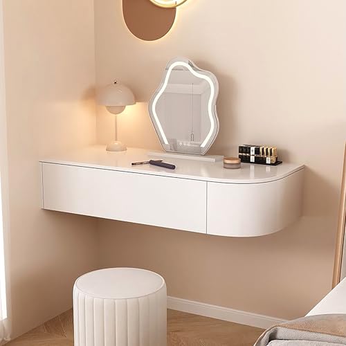Schwebender Schminktisch mit Schubladen, Wandmontierter Nachttisch, einfacher Schminktisch für Schlafzimmer, schwebender Nachttisch von Generisch