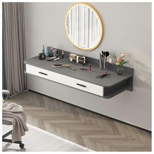 Schwebender Schminktisch zur Wandmontage mit 2 Schubladen, stilvoller hängender Schreibtisch und Aufbewahrungsschrank für Schlafzimmer oder Heimbüro, modernes graues Design (120 x 40 x 30 cm) von Generisch
