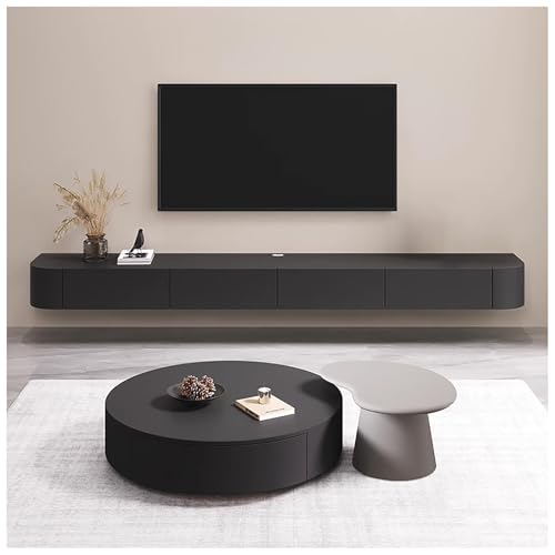 Schwebender TV-Schrank, Wandmontage, Medienkonsole mit Kabelmanagement und reichlich Stauraum, platzsparender TV-Ständer für Wohnzimmer oder Schlafzimmer, Schwarz, 140 x 24 x 20 cm Schwebender TV-Schrank, Wandmontage, Medienkonsole mit Kabelmanagement und reichlich Stauraum, platzsparender TV-Ständer für Wohnzimmer oder Schlafzimmer, Schwarz, 140 x 24 x 20 cm von Generisch