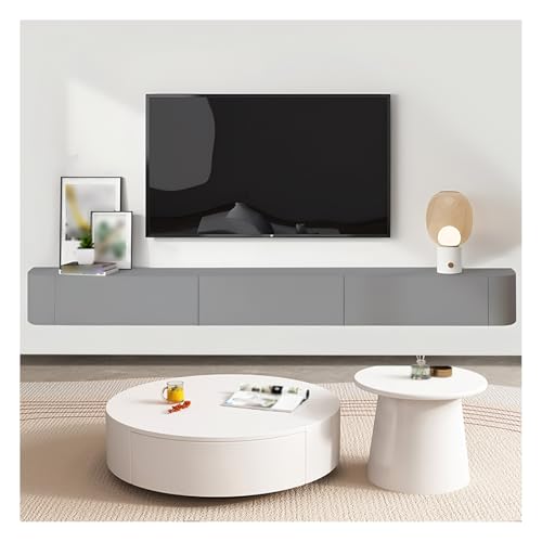 Schwebender TV-Schrank, Wandmontage, Unterhaltungs-Medienkonsole, Zentrum mit Schubladen und Stauraum, modernes Design für Wohnzimmer, Schlafzimmer oder Media-Raum, Grau (160 cm) von Generisch