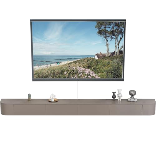 Schwebender TV-Schrank – Wandmontierte TV-Einheit für Wohnzimmer – 120–300 cm verstellbarer TV-Ständer mit Stauraum – modernes Khaki-Design für Schlafzimmer oder Wohnzimmer (260 cm) von Generisch