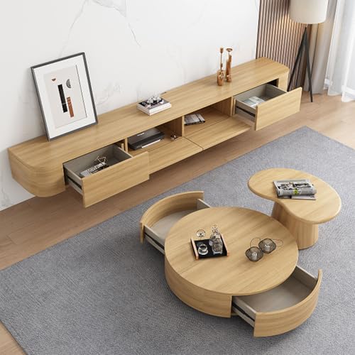 Schwebender TV-Schrank aus Eichenholz mit Schubladen, Medienkonsole aus Massivholz, große Unter-TV-Aufbewahrungsstation, keine Montage erforderlich, 140 cm, modernes Design für Wohnzimmer Schwebender TV-Schrank aus Eichenholz mit Schubladen, Medienkonsole aus Massivholz, große Unter-TV-Aufbewahrungsstation, keine Montage erforderlich, 140 cm, modernes Design für Wohnzimmer von Generisch