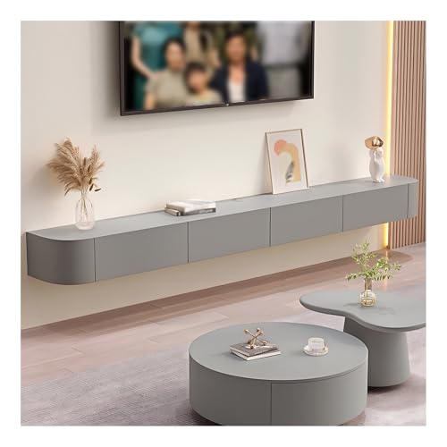 Schwebender TV-Schrank mit Schubladen und Stauraum, Wandmontage, Unterhaltungs-Medienkonsole, Zentrum für Wohnzimmer, Schlafzimmer oder Media-Raum, modernes Design (Grau, 220 cm) von Generisch