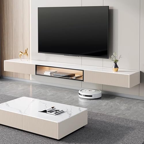 Schwebender TV-Ständer, Entertainment-Center, Schlafzimmer-Wandschrank mit 2 Schubladen, 1 Regal und Sensor-LED-Licht, Schiefer-Tisch-Medienkonsole für moderne Wohnzimmerdekoration Schwebender TV-Ständer, Entertainment-Center, Schlafzimmer-Wandschrank mit 2 Schubladen, 1 Regal und Sensor-LED-Licht, Schiefer-Tisch-Medienkonsole für moderne Wohnzimmerdekoration von Generisch