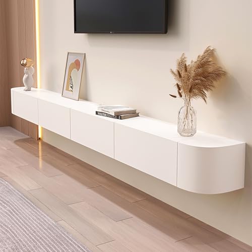 Schwebender TV-Ständer, Wandmontage, Unterhaltungszentrum, Massivholz mit 3 Schubladen, modernes Design, komplett montiert, ideal für Wohnzimmer oder Medienraum von Generisch