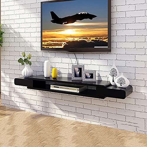 Schwebender TV-Ständer, Wandmontage, Unterhaltungszentrum für kleine Wohnungen, einfaches Schlafzimmer-Wandregal in Schwarz (150 cm) von Generisch