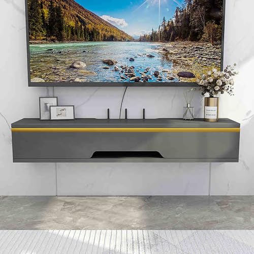 Schwebender TV-Ständer, Wandmontierter Hochglanzschrank, modernes Konsolenregal mit Klapptür, Aufbewahrungs-Medienschrank für Wohnzimmer und Schlafzimmer, schlankes und stilvolles Design Schwebender TV-Ständer, Wandmontierter Hochglanzschrank, modernes Konsolenregal mit Klapptür, Aufbewahrungs-Medienschrank für Wohnzimmer und Schlafzimmer, schlankes und stilvolles Design von Generisch