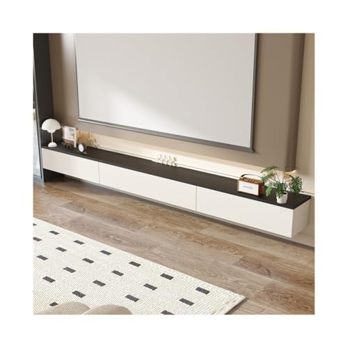 Schwebender TV-Ständer, modernes Entertainment-Center, Wandmontage, Medienkonsole für Wohnzimmer, stilvoller schwebender Schrank (Weiß/Schwarz, 160 x 24 x 20 cm) von Generisch