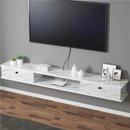 Schwebender TV-Ständer, wandmontiertes TV-Regal mit Drahtloch-Design, schwebender TV-Schrank, Unterhaltungszentrum, Aufbewahrungsregal für Wohnzimmer, Schlafzimmer Schwebender TV-Ständer, wandmontiertes TV-Regal mit Drahtloch-Design, schwebender TV-Schrank, Unterhaltungszentrum, Aufbewahrungsregal für Wohnzimmer, Schlafzimmer von Generisch