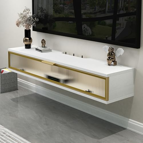 Schwebender TV-Ständer Wandmontierte Medienkonsole Modernes Holz Entertainment Center mit Aufbewahrungsklappe Tür für Wohnzimmer und Schlafzimmer - Stilvoller TV-Regal Schrank Schwebender TV-Ständer Wandmontierte Medienkonsole Modernes Holz Entertainment Center mit Aufbewahrungsklappe Tür für Wohnzimmer und Schlafzimmer - Stilvoller TV-Regal Schrank von Generisch