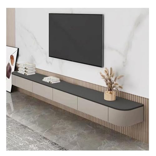 Schwebender TV-Ständer aus Massivholz, Heimgebrauch, einfache Wandmontage, gute Gewichtsbelastung, verbessert die Atmosphäre, geeignet für Wohnzimmer, Schlafzimmer (Schwarz + Grau, 220 x 20 x 24 cm) von Generisch