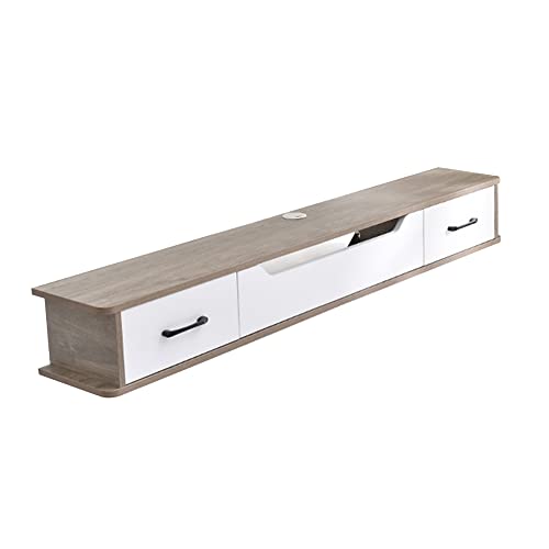 Schwebender TV-Ständer mit Drahtloch-Design, Holz, Wandmontage, TV-Ständer mit Schubladen für Wohnzimmer, Router, Set, Topbox, Ständer, Grau, 130 cm Schwebender TV-Ständer mit Drahtloch-Design, Holz, Wandmontage, TV-Ständer mit Schubladen für Wohnzimmer, Router, Set, Topbox, Ständer, Grau, 130 cm von Generisch