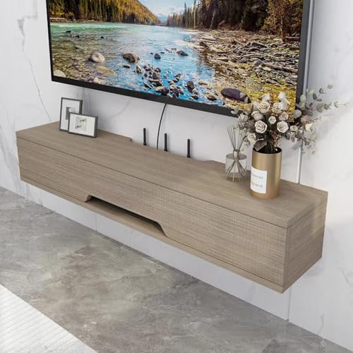 Schwebender TV-Ständer mit Schubladen und Aufbewahrungsschränken, moderner Medienkonsolentisch aus Holz für Wohnzimmer oder Schlafzimmer Schwebender TV-Ständer mit Schubladen und Aufbewahrungsschränken, moderner Medienkonsolentisch aus Holz für Wohnzimmer oder Schlafzimmer von Generisch