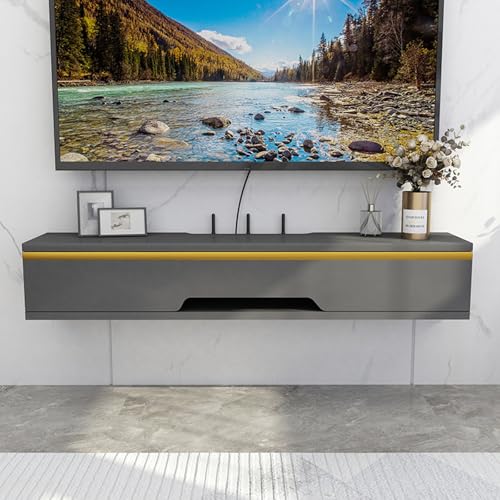 Schwebender TV-Ständer mit Schubladen und Aufbewahrungsschränken, moderner Medienkonsolentisch aus Holz für Wohnzimmer oder Schlafzimmer Schwebender TV-Ständer mit Schubladen und Aufbewahrungsschränken, moderner Medienkonsolentisch aus Holz für Wohnzimmer oder Schlafzimmer von Generisch