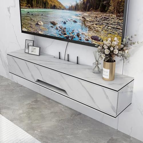 Schwebender TV-Ständer mit Schubladen und Aufbewahrungsschränken, moderner Medienkonsolentisch aus Holz für Wohnzimmer oder Schlafzimmer Schwebender TV-Ständer mit Schubladen und Aufbewahrungsschränken, moderner Medienkonsolentisch aus Holz für Wohnzimmer oder Schlafzimmer von Generisch