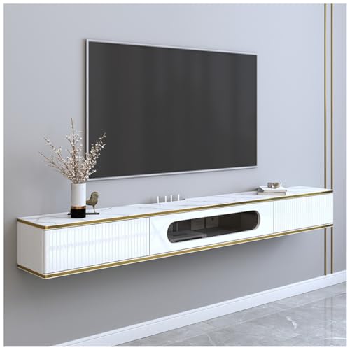Schwebender TV-Ständer mit Tür und Schubladen, Wandmontage, Massivholz, TV-Schrank mit großen Ablageflächen Schwebender TV-Ständer mit Tür und Schubladen, Wandmontage, Massivholz, TV-Schrank mit großen Ablageflächen von Generisch