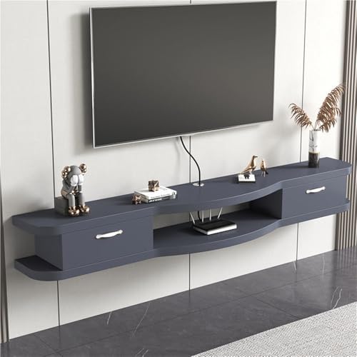 Schwebender TV-Ständer mit offenem Regal, wandmontierter TV-Ständer mit Türen unter Klappen, Unterhaltungs-Mittelkonsolenregal, TV-Ständer für Wohnzimmer (grau, 100 x 22 x 20 cm) von Generisch