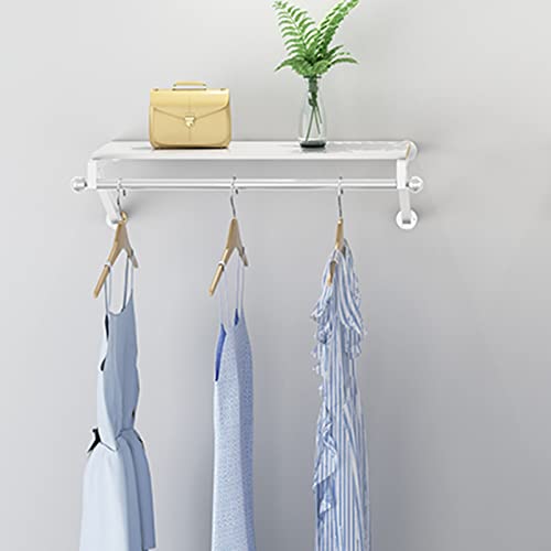 Schwebender weißer Kleiderständer zur Wandmontage, mit Regal, strapazierfähig, kommerzielle Kleider- und Garderobenleiste für Zuhause oder Einzelhandel (50 cm) von Generisch