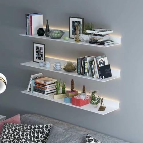 Schwebendes Ausstellungsregal mit integrierter LED-Beleuchtung, Wandregal für Bars, Wohnzimmer und Badezimmer Schwebendes Ausstellungsregal mit integrierter LED-Beleuchtung, Wandregal für Bars, Wohnzimmer und Badezimmer von Generisch