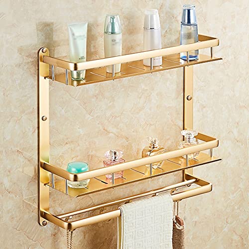 Schwebendes Badezimmer-Regal im europäischen Stil – Antik-Gold, doppelter Raum-Handtuchhalter aus Aluminium, Wandmontage, platzsparende Duschablage für stilvolle Badezimmer-Aufbewahrung, 40 cm Schwebendes Badezimmer-Regal im europäischen Stil – Antik-Gold, doppelter Raum-Handtuchhalter aus Aluminium, Wandmontage, platzsparende Duschablage für stilvolle Badezimmer-Aufbewahrung, 40 cm von Generisch