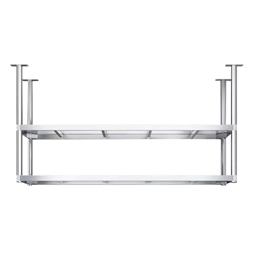 Schwebendes Deckenregal aus Edelstahl – 2-stöckiges Topf- und Pfannenregal, Wandmontage, Gewürz-/Weinflaschenhalter für Küche, Bar und Restaurant (100 x 35 x 80 cm) von Generisch