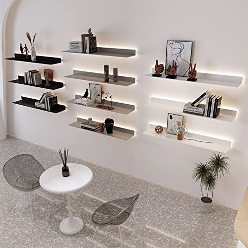 Schwebendes LED-Wandregal mit eingebautem warmem Licht, Aluminiumlegierung, einfache Installation, für Ausstellungsregal oder Bücherregal, Grau (120 cm) von Generisch