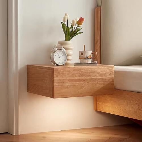 Schwebendes Nachttischregal mit Schublade, Wandmontierter Nachttisch, modernes Design mit automatischer Sensorleuchte für Wohnzimmer und Schlafzimmer von Generisch