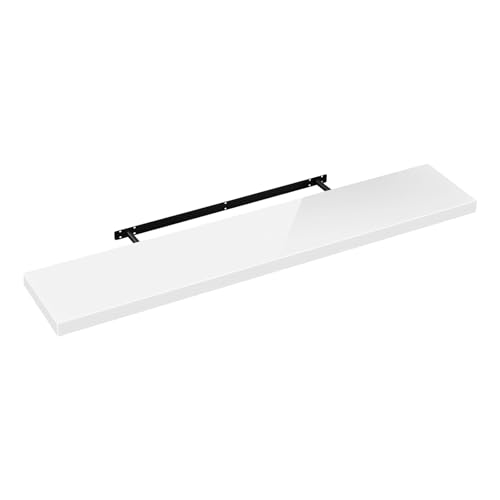 Schwebendes Wandregal, glänzend, weiß, Wandregal, 110 x 22,9 x 3,8 cm, ideal für Wohnzimmer, Küche, Bad & Arbeitszimmer, stilvolles Hängeregal moderne Wohnkultur SWS0389 Schwebendes Wandregal, glänzend, weiß, Wandregal, 110 x 22,9 x 3,8 cm, ideal für Wohnzimmer, Küche, Bad & Arbeitszimmer, stilvolles Hängeregal moderne Wohnkultur SWS0389 von Generisch