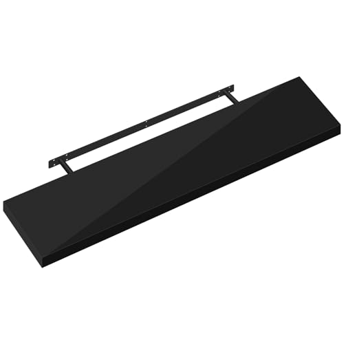 Schwebendes Wandregal, glänzendes schwarzes Wandregal, 90 x 22,9 x 3,8 cm, moderne Hängeaufbewahrung für Wohnzimmer, Küche, Bad, Büro, stilvolle und langlebige Display-Lösung SWS0398 Schwebendes Wandregal, glänzendes schwarzes Wandregal, 90 x 22,9 x 3,8 cm, moderne Hängeaufbewahrung für Wohnzimmer, Küche, Bad, Büro, stilvolle und langlebige Display-Lösung SWS0398 von Generisch