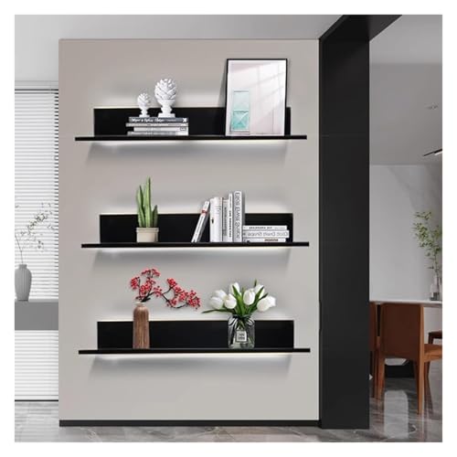 Schwebendes Wandregal mit LED-Beleuchtung Modernes Metallregal für Wohnzimmer 70 x 20 cm Schwarz - Stilvolles und funktionales Wohnkultur Platzsparendes Design Schwebendes Wandregal mit LED-Beleuchtung Modernes Metallregal für Wohnzimmer 70 x 20 cm Schwarz - Stilvolles und funktionales Wohnkultur Platzsparendes Design von Generisch