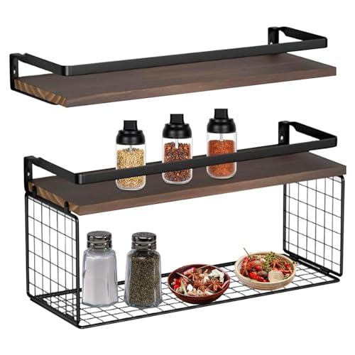 Schweberegal-Set – 2-teiliges Wandregal aus Metalldraht für Schlafzimmer | Stilvolles schwebendes Lagerregal mit Haken | Wandregale aus Holz zum Nizing Schweberegal-Set – 2-teiliges Wandregal aus Metalldraht für Schlafzimmer | Stilvolles schwebendes Lagerregal mit Haken | Wandregale aus Holz zum Nizing von Generisch