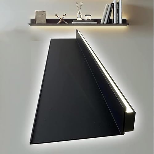 Schweberegale mit LED-Lichtern, robustes Metallregal, Wandmontage, Pflanzenregal oder Bücherregal, beleuchteter Ständer für Eingang oder Badezimmer von Generisch