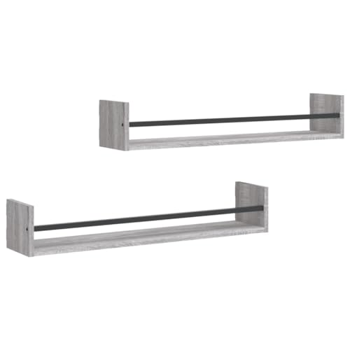 Schweberegale mit Stahlstäben - Moderne, platzsparende Ausstellungsregale für Wohnzimmer, 2er Set, 60x16x14cm, Braun Eiche Schweberegale mit Stahlstäben - Moderne, platzsparende Ausstellungsregale für Wohnzimmer, 2er Set, 60x16x14cm, Braun Eiche von Generisch