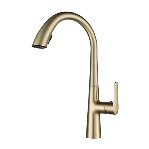 Schwenkbare Küchenspüle Armaturen Mischbatterie Wasserfall Messing Wasserhahn mit Teleskop-Sprühnebel, Warm- & Kaltwasser, modernes graues Design für einfache Küchenbenutzung von Generisch