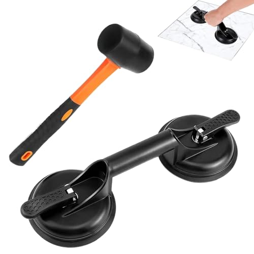 Schwerlast Sauggriff und Gummihammer 33cm Set zur Parkettfugen Reparatur, Verhindert Verrutschen und Beschädigungen bei der Verlegung von Laminat, Vinylböden in Häusern, Apartments, Gewerberäumen von Generisch