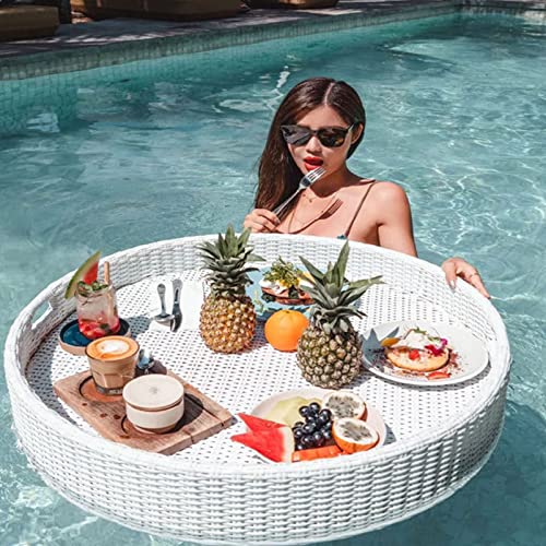 Schwimmbad schwimmendes Tablett Schwimmende Serviertabletts Tischbar Schwimmbad Runde Floats Tablett für Sandbänke, Spas, Bad und Partys, schwimmendes Tablett für Pool Servieren von Getränken, Brunch von Generisch