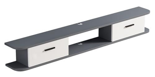 Schwimmender TV-Ständer, Wandmontage, Unterhaltungszentrum, Medienkonsole mit Klapptür und Ablagefach, modernes graues Design für Schlafzimmer und Wohnzimmer (160 x 21,8 cm) von Generisch