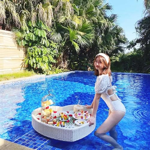 Schwimmender Tabletttisch aus Herzrattan, DIY Schwimmendes Tablett, Schwimmender Serviertisch für Sandbänke, Spas & Partys - Perfekt für den Pool von Generisch