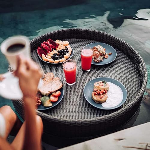 Schwimmendes Pool-Tablett – Rattan-Tisch für Essen und Getränke, ideal für Frühstück am Pool und Sommerpartys, perfektes Wasserbar-Zubehör Schwimmendes Pool-Tablett – Rattan-Tisch für Essen und Getränke, ideal für Frühstück am Pool und Sommerpartys, perfektes Wasserbar-Zubehör von Generisch