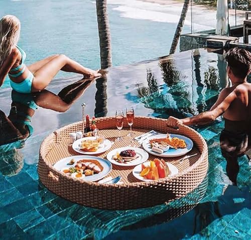 Schwimmendes Pool-Tablett – Schwimmende Bar im Rattan-Design für Speisen und Getränke, perfekt für Frühstück und Snacks am Pool Schwimmendes Pool-Tablett – Schwimmende Bar im Rattan-Design für Speisen und Getränke, perfekt für Frühstück und Snacks am Pool von Generisch