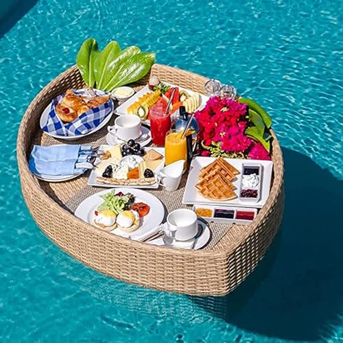 Schwimmendes Pool-Tablett mit Griffen für Speisen und Getränke, langlebiges Serviertablett für Entspannung am Pool und Wasseraktivitäten von Generisch