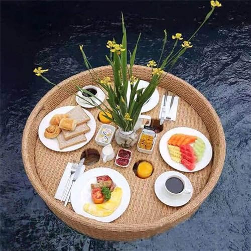 Schwimmendes Pool-Tablett zum Servieren von Getränken und Lebensmitteln, langlebiges Rattan-Design für Partys und Entspannung Schwimmendes Pool-Tablett zum Servieren von Getränken und Lebensmitteln, langlebiges Rattan-Design für Partys und Entspannung von Generisch
