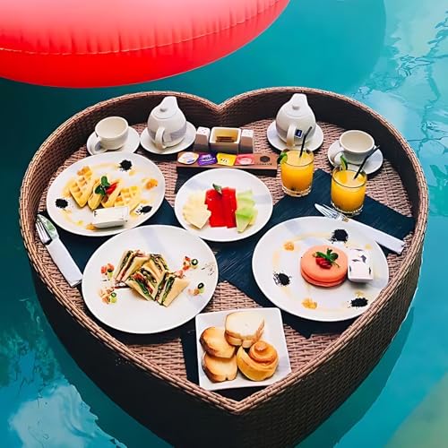 Schwimmendes Serviertablett, Rattan-gewebtes Design, für Pool, Whirlpool, Strandparty und Brunch Schwimmendes Serviertablett, Rattan-gewebtes Design, für Pool, Whirlpool, Strandparty und Brunch von Generisch
